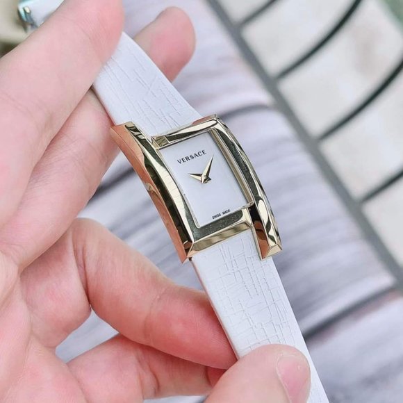 Versace Gold 21 x 39mm White Leather Watch main image 5